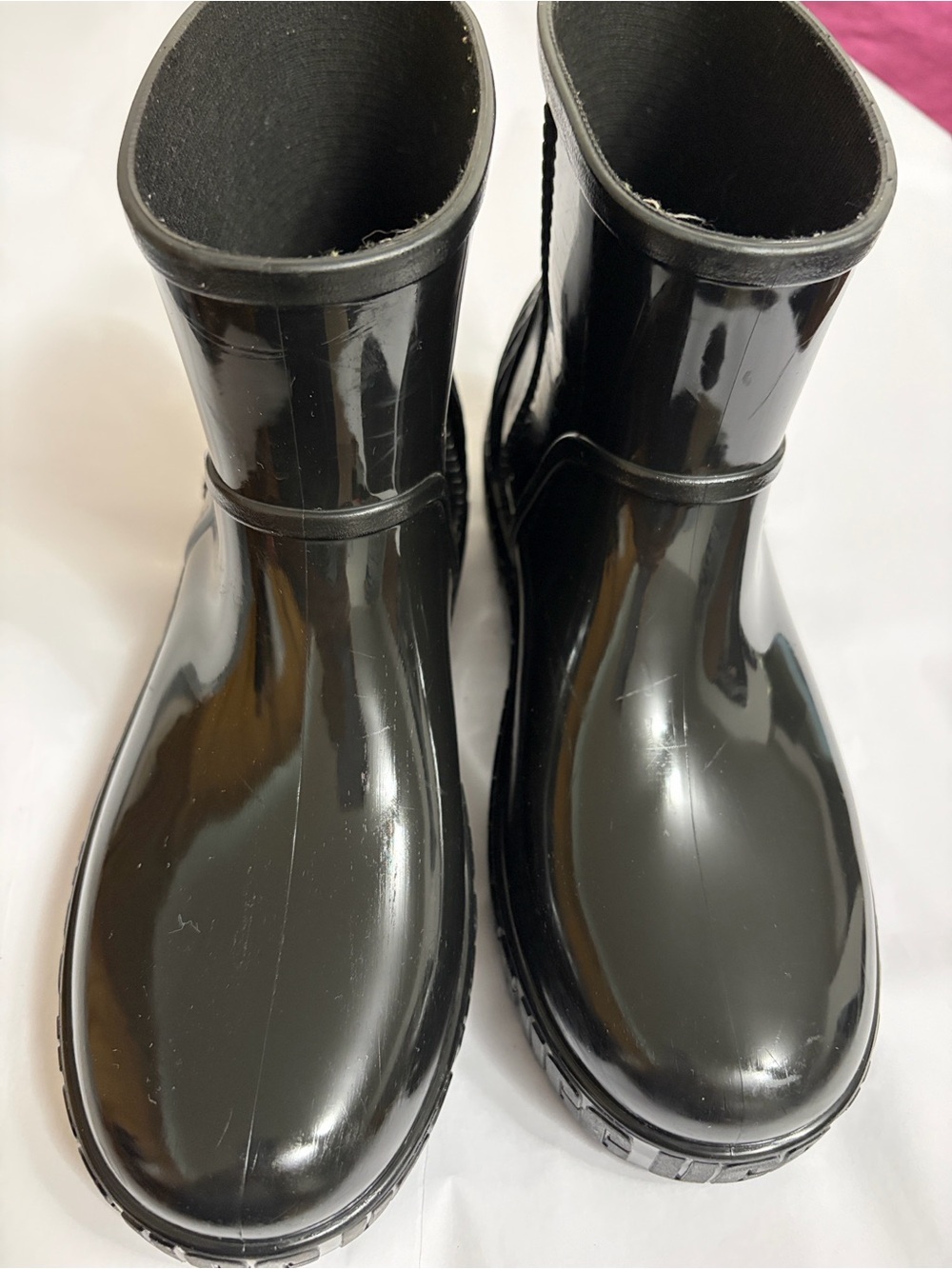 UGG Glossy Black Ankle Rain Booties